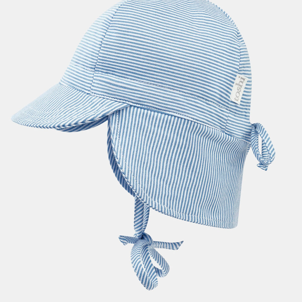 Baby Flap Cap | Blue Stripes | UPF 50+ | Toshi - Designed in AU