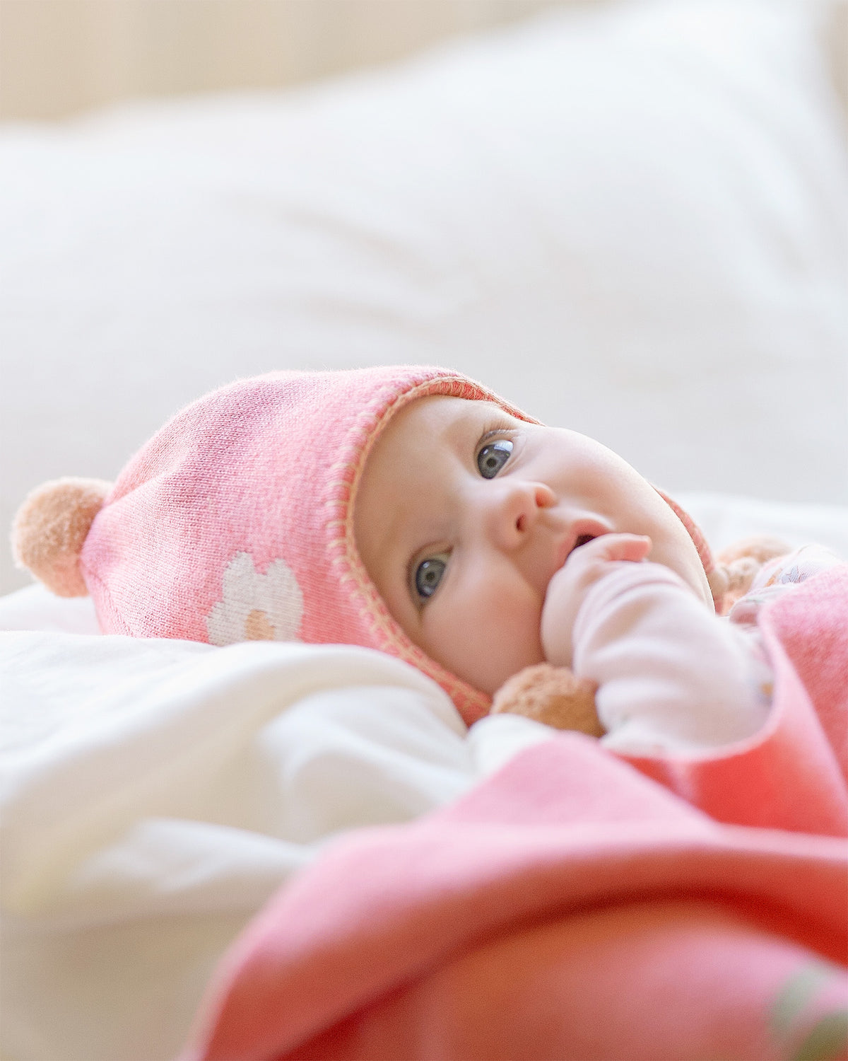 Baby Earmuff | Pink Floral | Organic Cotton | Toshi