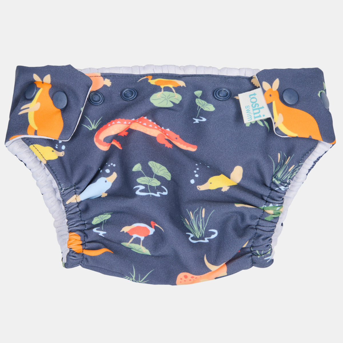 Baby Reusable Swim Nappy | Navy Animals | UPF 50+ | Toshi - Designed in AU